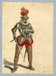 32812 Afbeelding van een kostuumontwerp van de heer van Steenbeeck, figurant in de maskerade van de studenten van de ...